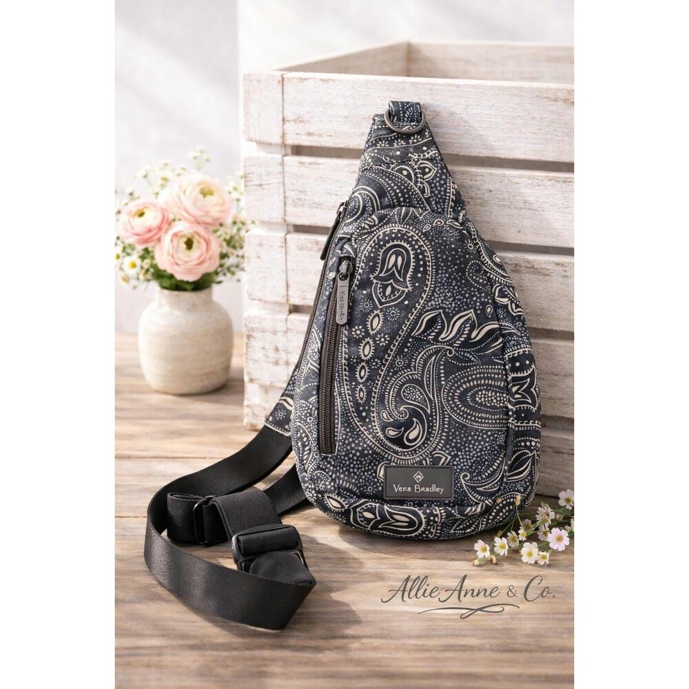 Retired Vera Bradley Sling Backpack | Paisley Crossbody Bag | Adjustable Strap |